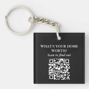 QR Code Minimal Luxury Realtor Marketing Gift Keychain