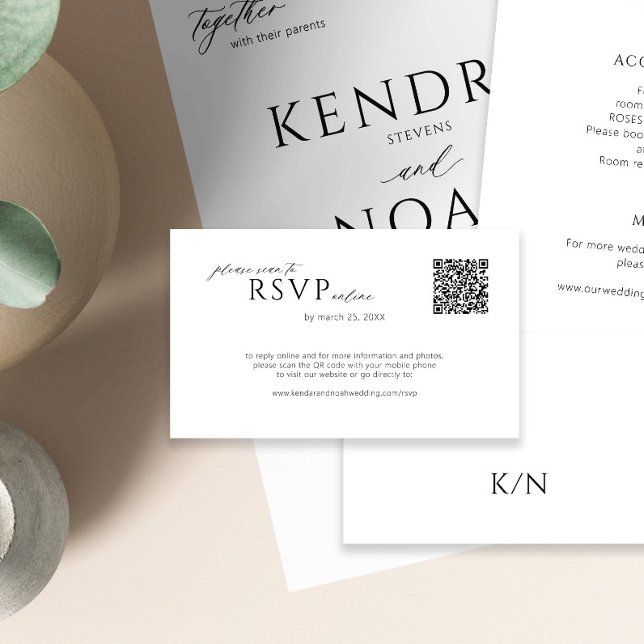 QR code minimal modern simple wedding online rsvp Enclosure Card (The invitation and the details enclosure card can be purchased separately)