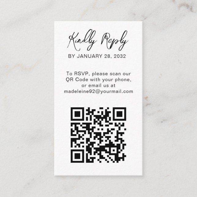 QR Code minimal photo online RSVP Enclosure Card (Front)