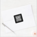 QR Code Minimal Wedding Save the Date Black Square Sticker<br><div class="desc">Simple wedding save the date sticker with your QR code. For more advanced customization of this design,  please click the BLUE DESIGN TOOL BUTTON above!  Matching items are also available.</div>