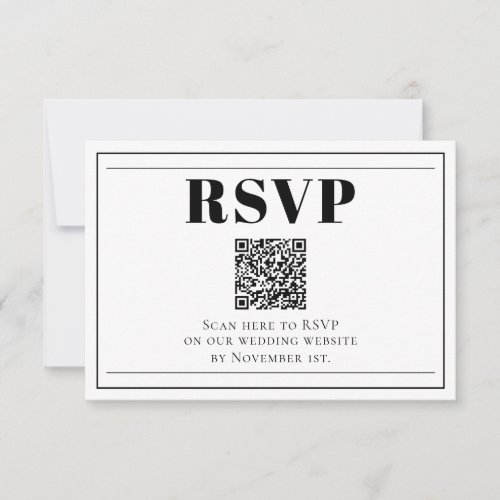 QR Code Minimalist Black and White RSVP Card