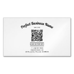 QR Code Minimalist Black And White Simple Clear Business Card Magnet