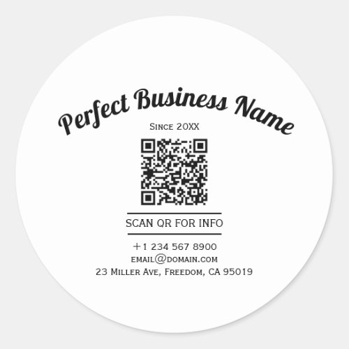 QR Code Minimalist Black And White Simple Clear Classic Round Sticker