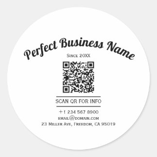 QR Code Minimalist Black And White Simple Clear Classic Round Sticker