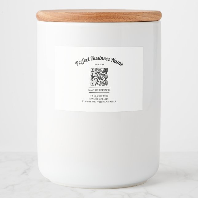 QR Code Minimalist Black And White Simple Clear Food Label (Front)