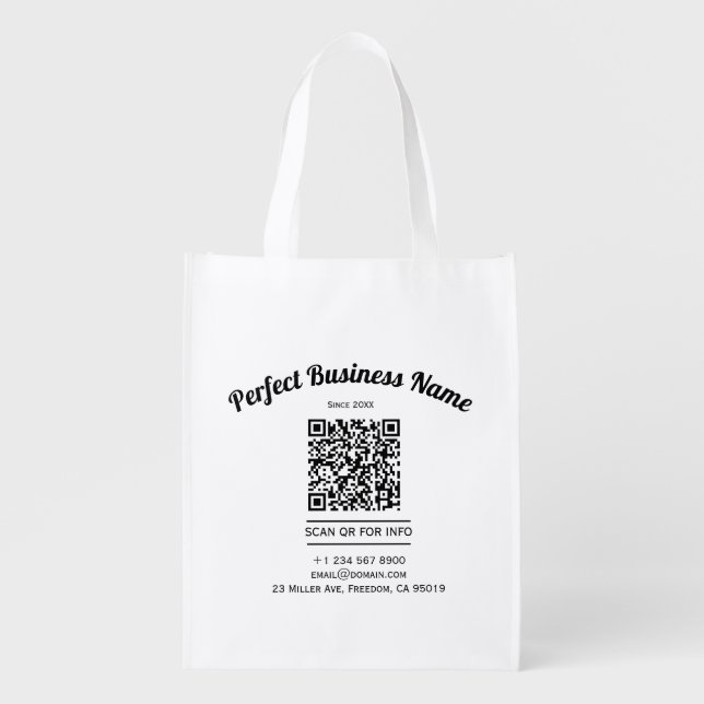 QR Code Minimalist Black And White Simple Clear Grocery Bag (Front)