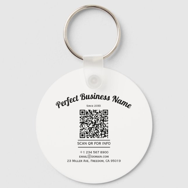 QR Code Minimalist Black And White Simple Clear Keychain (Front)
