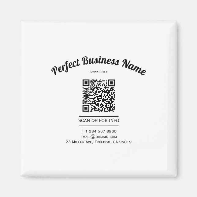 QR Code Minimalist Black And White Simple Clear Magnet (Front)