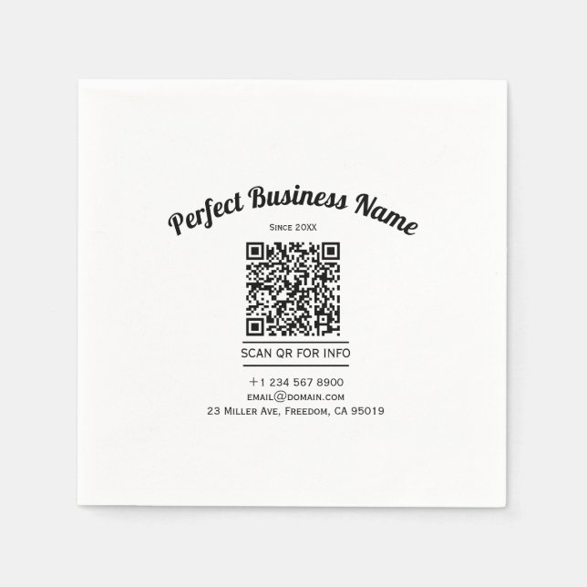 QR Code Minimalist Black And White Simple Clear Napkins (Front)