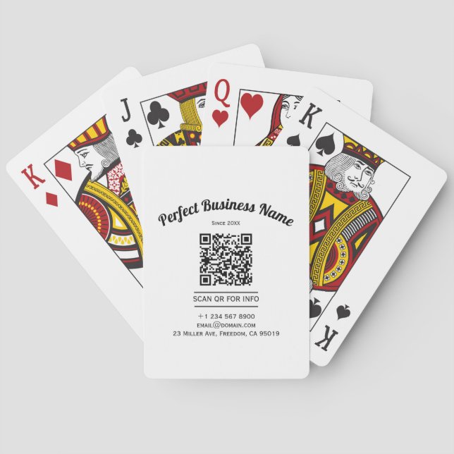 QR Code Minimalist Black And White Simple Clear Poker Cards (Back)