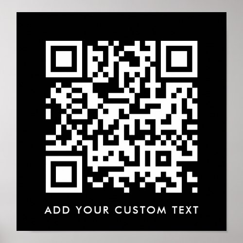 QR Code Minimalist Clean Simple Black Custom Text  Poster