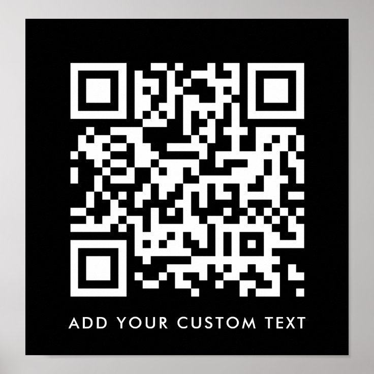 QR Code Minimalist Clean Simple Black Custom Text Poster | Zazzle