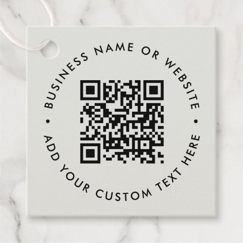 QR Code  Minimalist Clean Simple Gray Budget Favor Tags