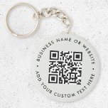 QR Code | Minimalist Clean Simple Gray Budget Keychain<br><div class="desc">A simple custom gray QR code keychain template in a modern minimalist style which can be easily updated with your QR code,  business name or website and custom text,  eg. scan me to...  #QRcode #keychain #business</div>