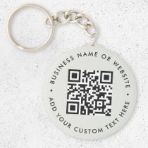 QR Code | Minimalist Clean Simple Gray Budget Keychain