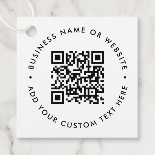 QR Code Minimalist Clean Simple White Budget Favor Tags