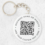 QR Code Minimalist Clean Simple White Budget Keychain<br><div class="desc">A simple custom white QR code keychain template in a modern minimalist style which can be easily updated with your QR code,  business name or website and custom text,  eg. scan me to...  #QRcode #keychain #business</div>