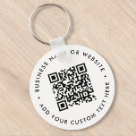 QR Code Minimalist Clean Simple White Budget Keychain<br><div class="desc">A simple custom white QR code keychain template in a modern minimalist style which can be easily updated with your QR code,  business name or website and custom text,  eg. scan me to...  #QRcode #keychain #business</div>