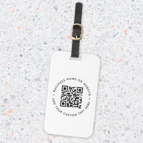 QR Code Minimalist Clean Simple White Business Luggage Tag