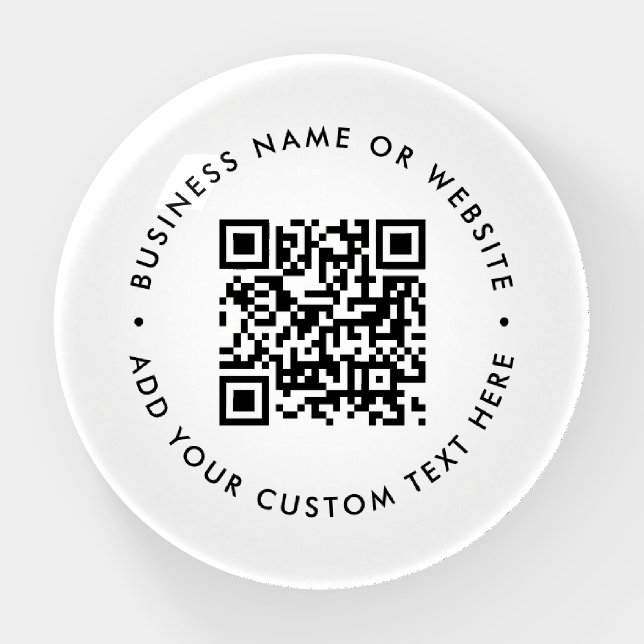 QR Code Minimalist Clean Simple White Business Paperweight (Front)