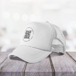 QR Code Minimalist Clean Simple White Business Trucker Hat<br><div class="desc">A simple custom white QR code hat template in a modern minimalist style which can be easily updated with your QR code,  business name or website and custom text,  eg. scan me to...  #QRcode #hat #business</div>