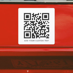 QR Code Minimalist Clean Simple White Custom Text Car Magnet
