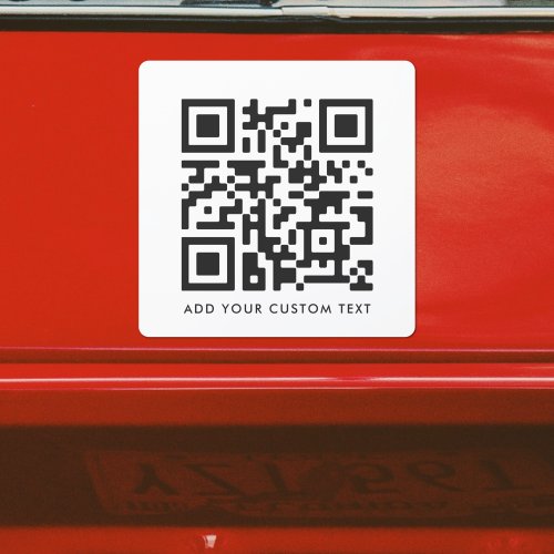 QR Code Minimalist Clean Simple White Custom Text Car Magnet