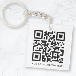QR Code Minimalist Clean Simple White Custom Text Keychain<br><div class="desc">A simple custom white QR code keychain template in a modern minimalist style which can be easily updated with your QR code and custom text,  eg. scan me to...  #QRcode #keychain #business</div>