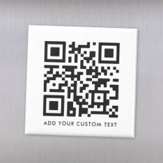 Qr Code Minimalist Clean Simple White Custom Text Magnet at Zazzle