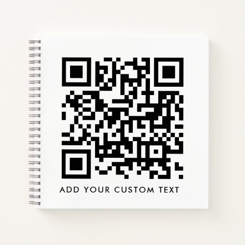QR Code Minimalist Clean Simple White Custom Text Notebook