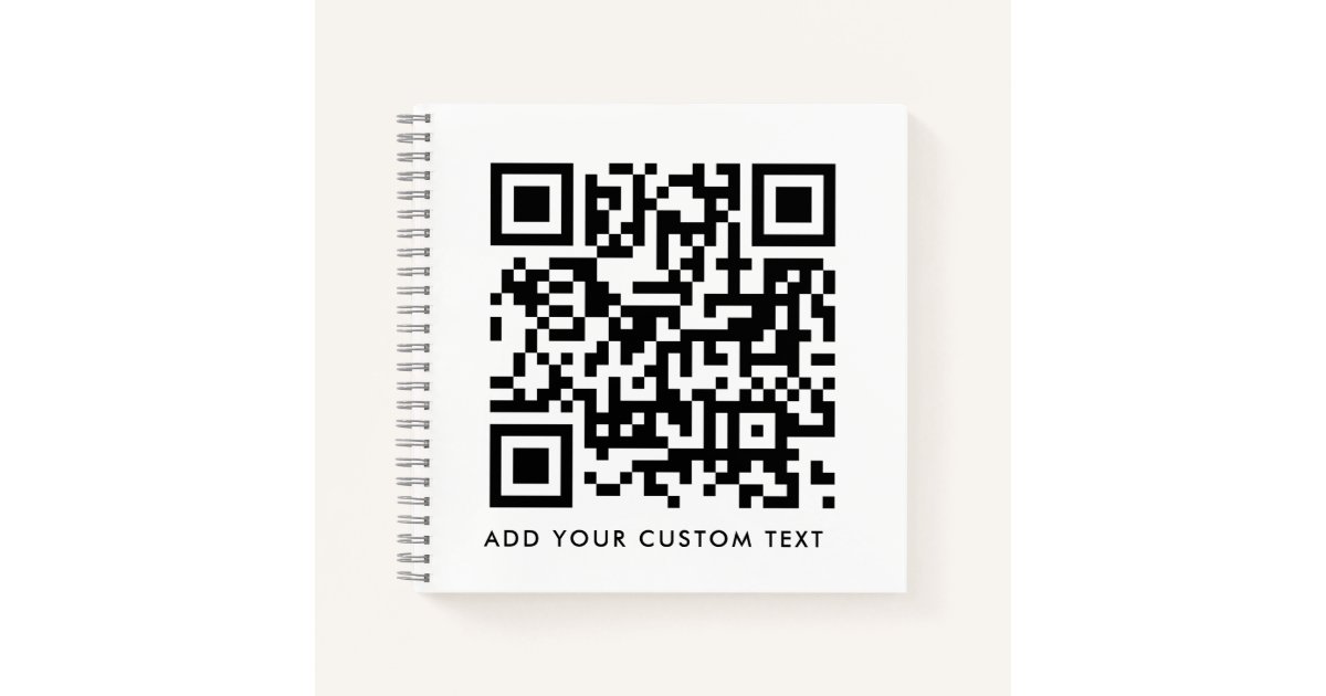 QR Code Minimalist Clean Simple White Custom Text Notebook | Zazzle