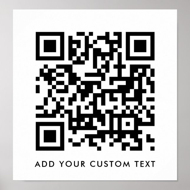 QR Code Minimalist Clean Simple White Custom Text Poster (Front)