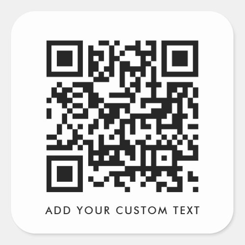 QR Code Minimalist Clean Simple White Custom Text  Square Sticker