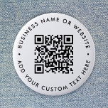 QR Code Minimalist Clean Simple White Round Button<br><div class="desc">A simple custom white QR code round button pin template in a modern minimalist style which can be easily updated with your QR code,  business name or website and custom text,  eg. scan me to...  #QRcode #button #business</div>