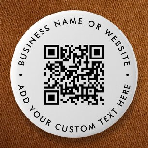 QR Code Minimalist Clean Simple White Round Button