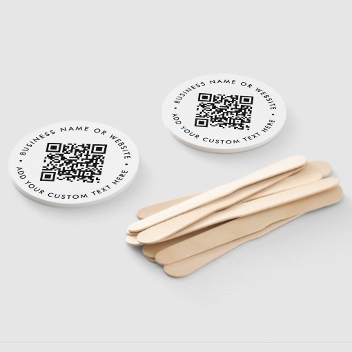 QR Code | Minimalist Clean Simple White Round Hand Fan | Zazzle