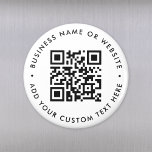 QR Code Minimalist Clean Simple White Round Magnet<br><div class="desc">A simple custom white QR code magnet template in a modern minimalist style which can be easily updated with your QR code,  business name or website and custom text,  eg. scan me to...  #QRcode #magnet #business</div>