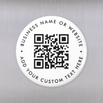 QR Code Minimalist Clean Simple White Round Magnet