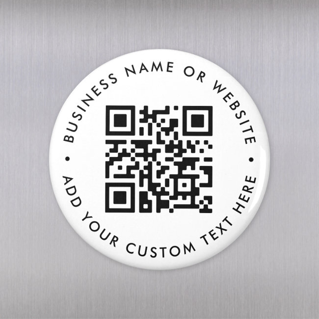 QR Code Minimalist Clean Simple White Round Magnet