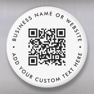QR Code Minimalist Clean Simple White Round Magnet