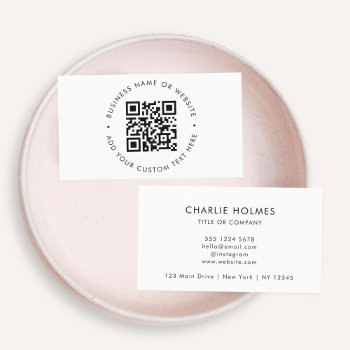 Qr Code | Minimalist Clean Simple White Scan Me Business Card by GuavaDesign at Zazzle