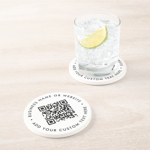 QR Code  Minimalist Clean Simple White Scan Me Coaster