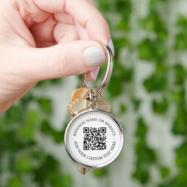 QR Code | Minimalist Clean Simple White Scan Me Keychain (Hand)