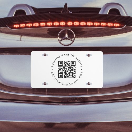 QR Code  Minimalist Clean Simple White Scan Me License Plate