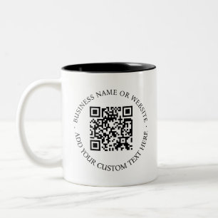 QR Code Minimalist Clean Simple White Scan Me Two-Tone Coffee Mug