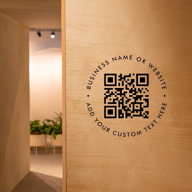 QR Code | Minimalist Clean Simple White Scan Me Wall Decal (Interactive editable QR code wall decal signs to promote your business, products or services.)