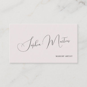QR code minimalist elegant name script blush Business Card