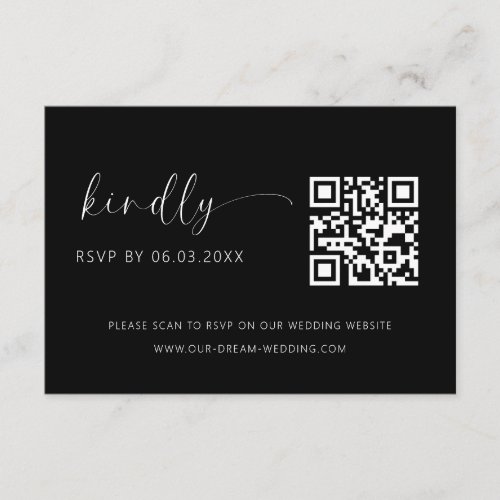 QR Code Minimalist RSVP Wedding Website Enclosure Card
