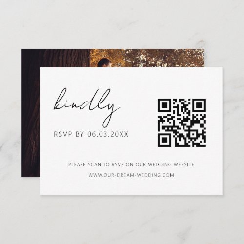 QR Code Minimalist RSVP Wedding Website Enclosure Card
