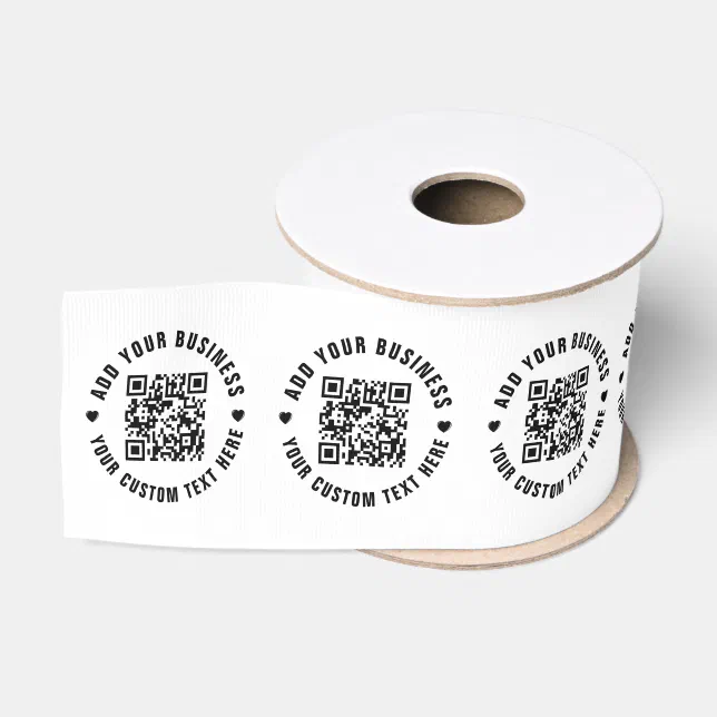 Qr Code Ribbon QR Code | Minimalist Simple Business Scannable Grosgrain Ribbon | Zazzle
